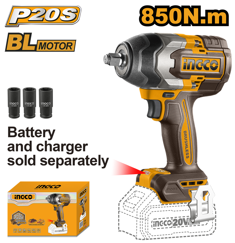 İngco 20851 Akülü Somun Sıkma 1/2''  850 Newton (Solo)