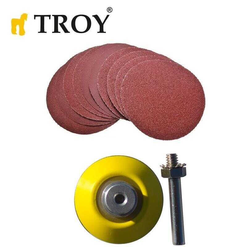 Troy 25930 Aşındırıcı Cırt Zımpara Seti 50mm , 101 Parça