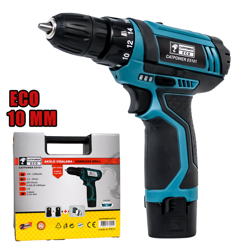 Catpower E5101 Akülü Vidalama 12 Volt-1,3 Ah Çift Akülü