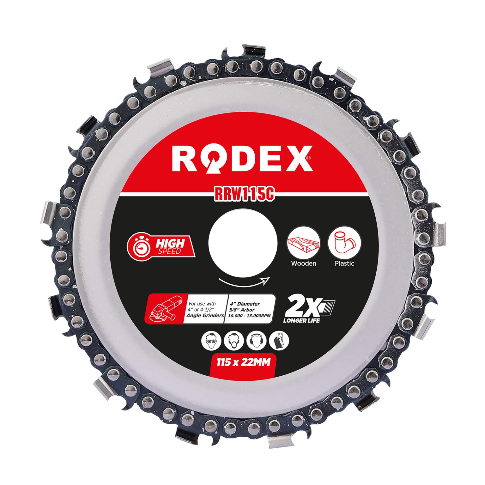Rodex RRW115C Zincirli Ahşap Oyma ve İşleme Diski 115mm