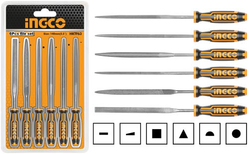 İngco HKTF63 Mini Eğe Seti 6 Parça 140mm