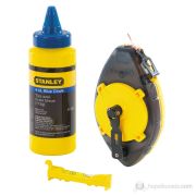 Stanley 0-47-465 Çizim İpi 30m + 113 gr Mavi Boya ve Mini Su Terazisi