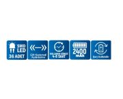 Klaus 36 Ledli Şarj Edilebilir Işıldak 12 watt