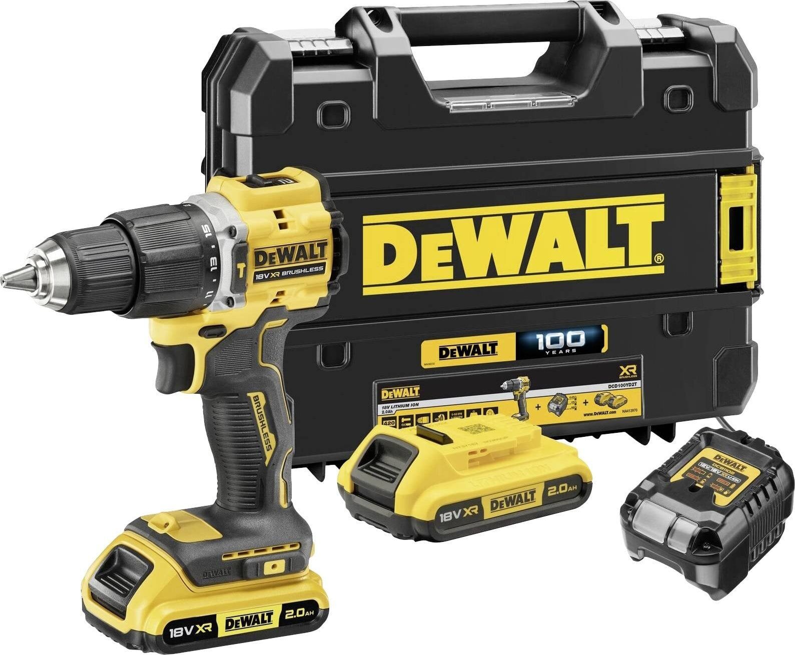 Dewalt DCD100YD2T 18 Akülü Darbeli Matkap-Vidalama  18Volt-2,0Ah Çift Akülü
