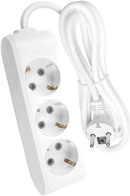 Viko 3 lü Topraklı Grup Priz 3 metre (Beyaz)