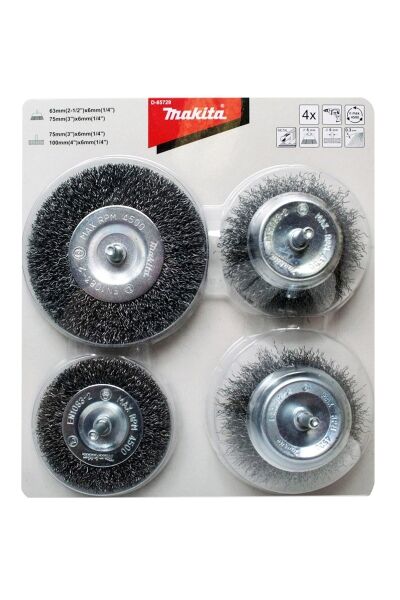 Makita D-65729 Pimli Tel Fırça Seti (4 Parça)