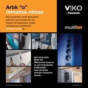 Viko Üçlü Topraklı Grup Priz 2 metre Kablolu (Siyah)