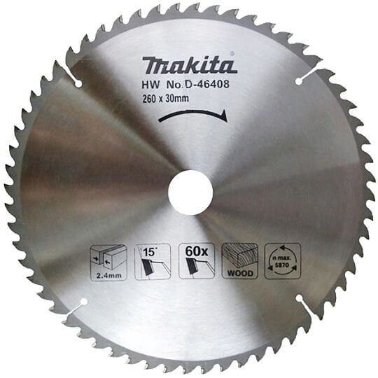 Makita D-46408 Elmas Uçlu  Daire Testere 260x30mm 60 Diş