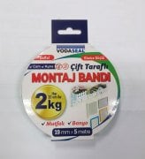VODASEAL ÇİFT TARAFLI MONTAJ BANDI ŞEFFAF 19 mm * 5 metre