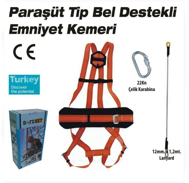 Emniyet Kemeri Paraşüt Tipi Bel Destekli CE Belgeli