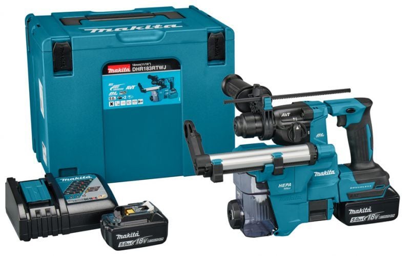 Makita DHR183RTWJ  Akülü  Pnomatik Delici 18Volt-5,0 Ah AVT (Toz Emmeli)