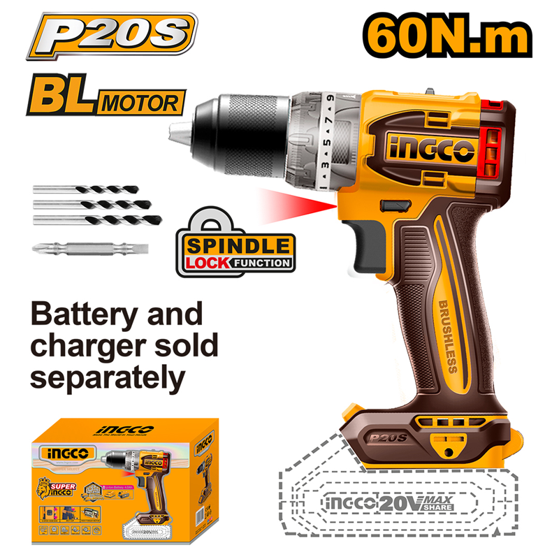 İngco 206021D  Şarjlı Darbeli  Matkap  20 Volt Solo