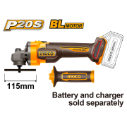 İngco 21154 Akülü Avuç Taşlama Gövdesi 115mm 20 Volt