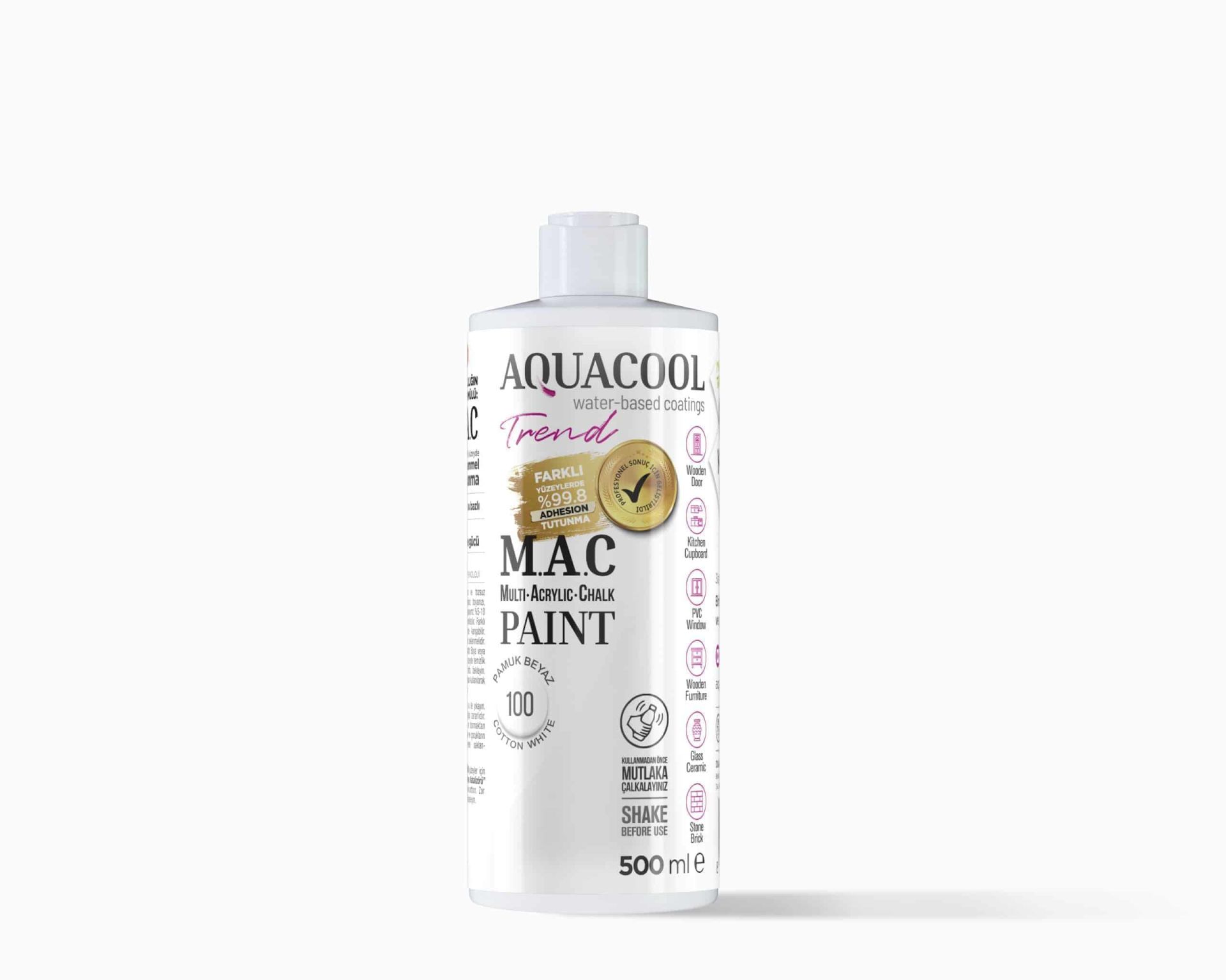 Aquacool Trend Mac Su Bazlı Boya 500ml. Beyaz 101