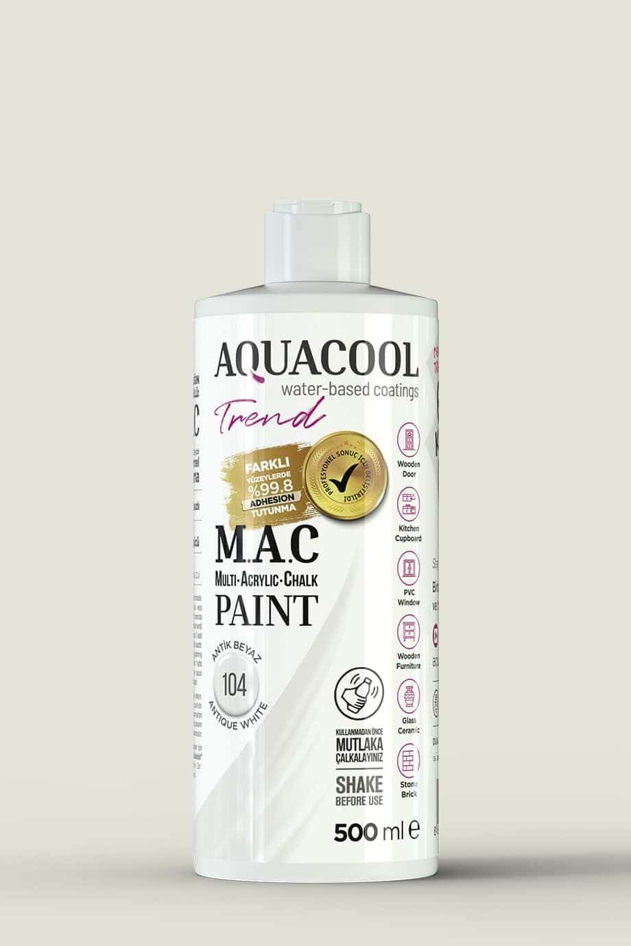 Aquacool Trend Mac Su Bazlı Boya 500ml. Antik Beyaz 104