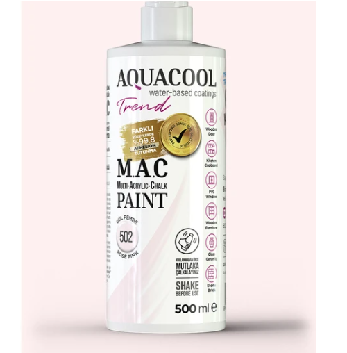 Aquacool Trend Mac Su Bazlı Boya 500ml. Gül Pembe 502