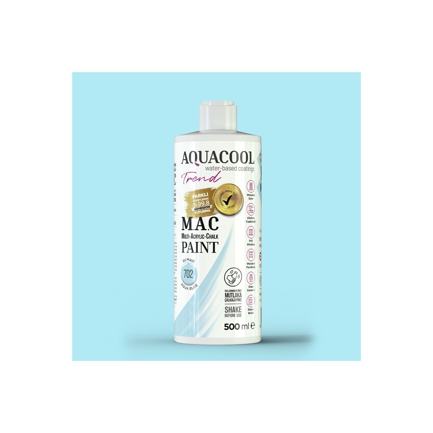 Aquacool Trend Mac Su Bazlı Boya 500ml. Su Mavi 702
