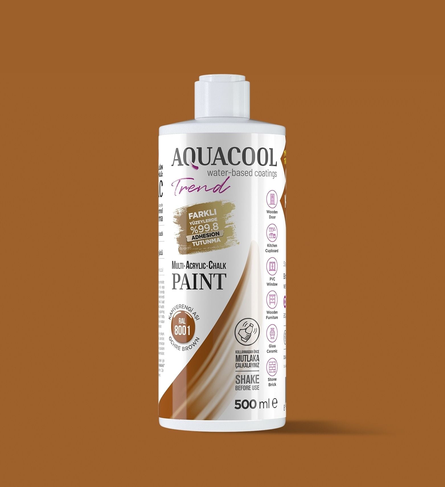 Aquacool Trend Mac Su Bazlı Boya 500ml. Açık Kahve 822