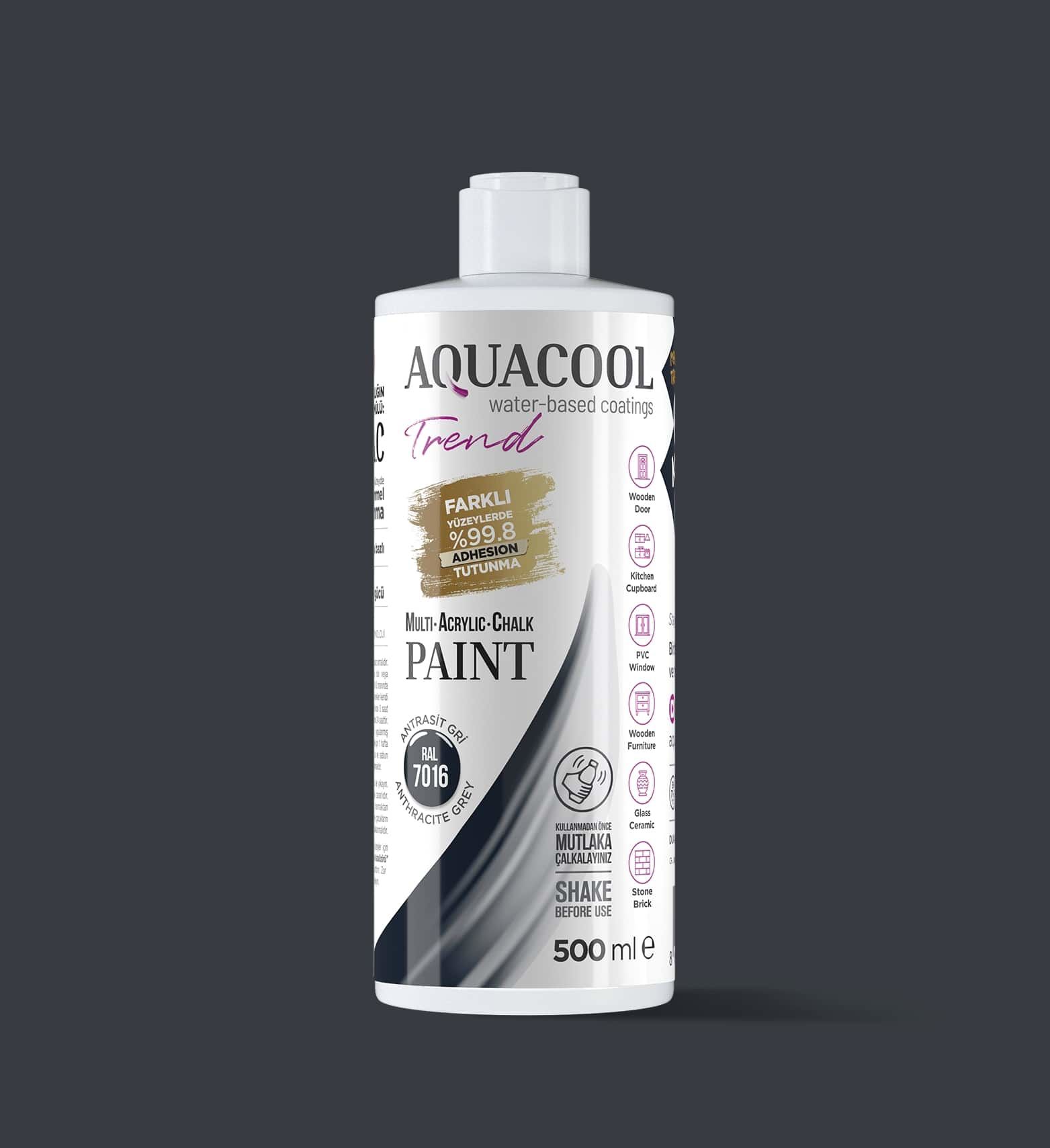 Aquacool Trend Mac Su Bazlı Boya 500ml. Antrasit Gri RAL 7016