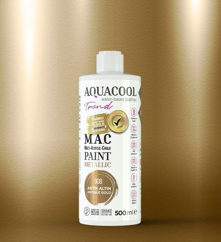 Aquacool Trend Mac Su Bazlı Boya 500ml. Antik Altın 908